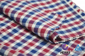 Red Cotton Tencel Jacquard Check Flannel Fabric