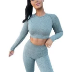 Ribbed Slimming Leggings Long Sleeve  Yoga Top and Women Workout Sets
