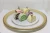 Import round colored embossed dinner glass fruit plate dish with rose gold rim from China