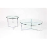 Round Modern Dis-assemble Package 10MM Glass Thickness 304 Stainless Leg Side End Tempered Clear Glass Coffee Table