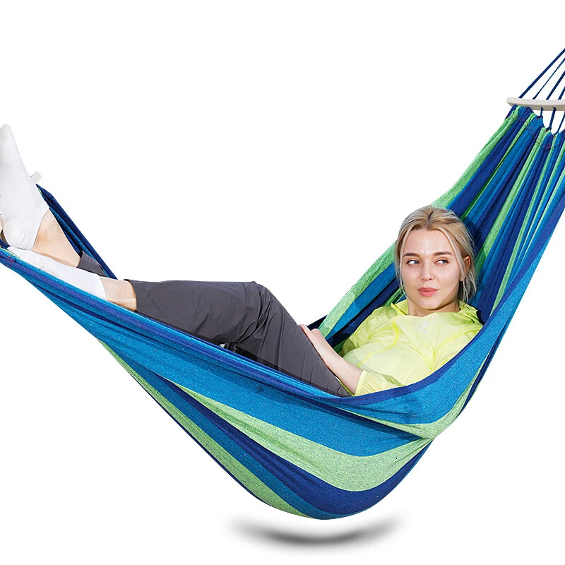 safety low price outdoor canvas cotton hammock with one or two people use camping hammock