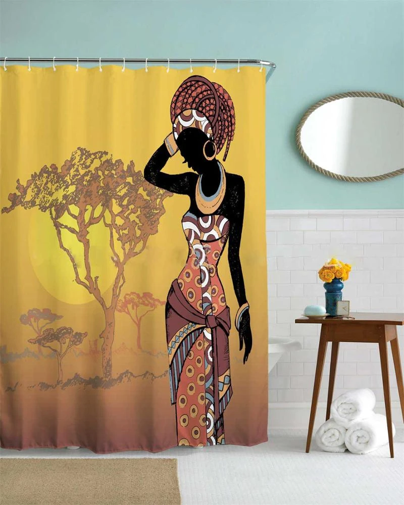 Santa Claus oriental curtain Printed  Bathroom Shower Curtain With Plastic Hooks