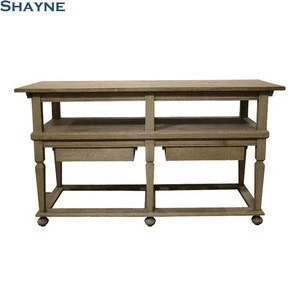 Shayne Luxury High-end Customize ODM American Style Antique Rustic Reclaimed Oak Wood Solid Console Table