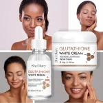 Shediary Extra Whitening Skin Care Kit Fast Bleaching Face Cream Serum Glutathione Brightening Skin Care Set Makeup Sets Adults