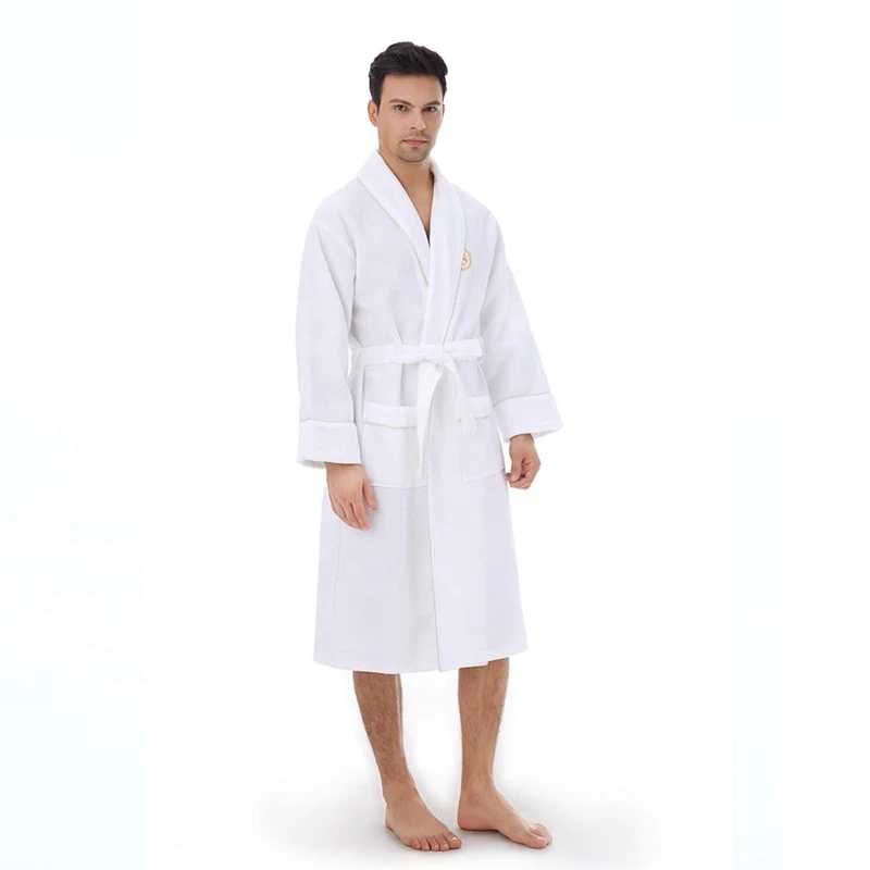 Sheraton Hotel Luxury Cotton White Waffle Mens Bath Robes