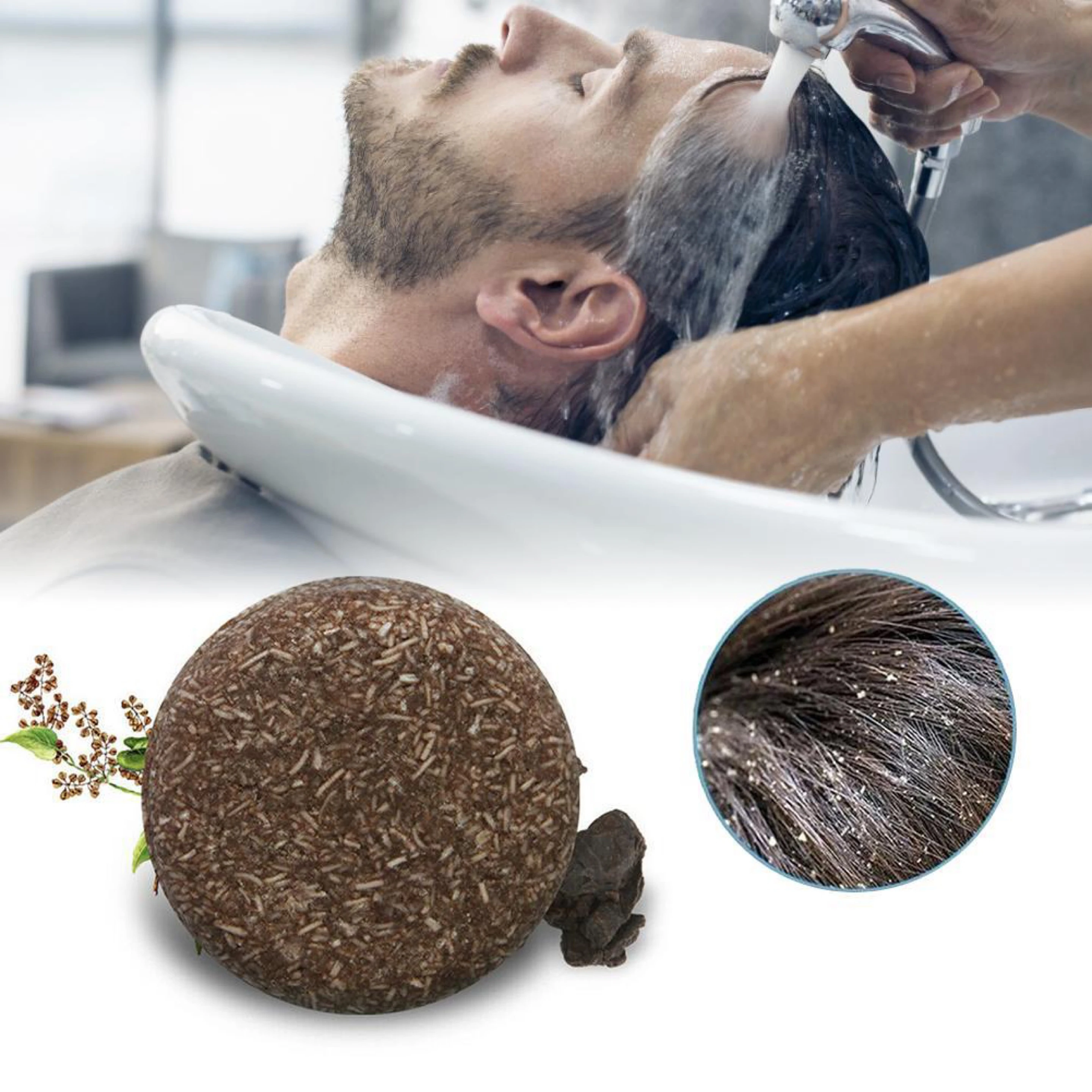 Shouwu Black Hair Darkening Shampoo Bar Handmade Natural Organic Essential Oil Soap Tablet Anti-hair Loss Anti-Itching Products