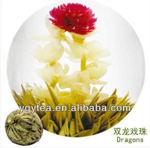 shuanglongxizhu flower handcraft green tea, Chinese tea blooming tea