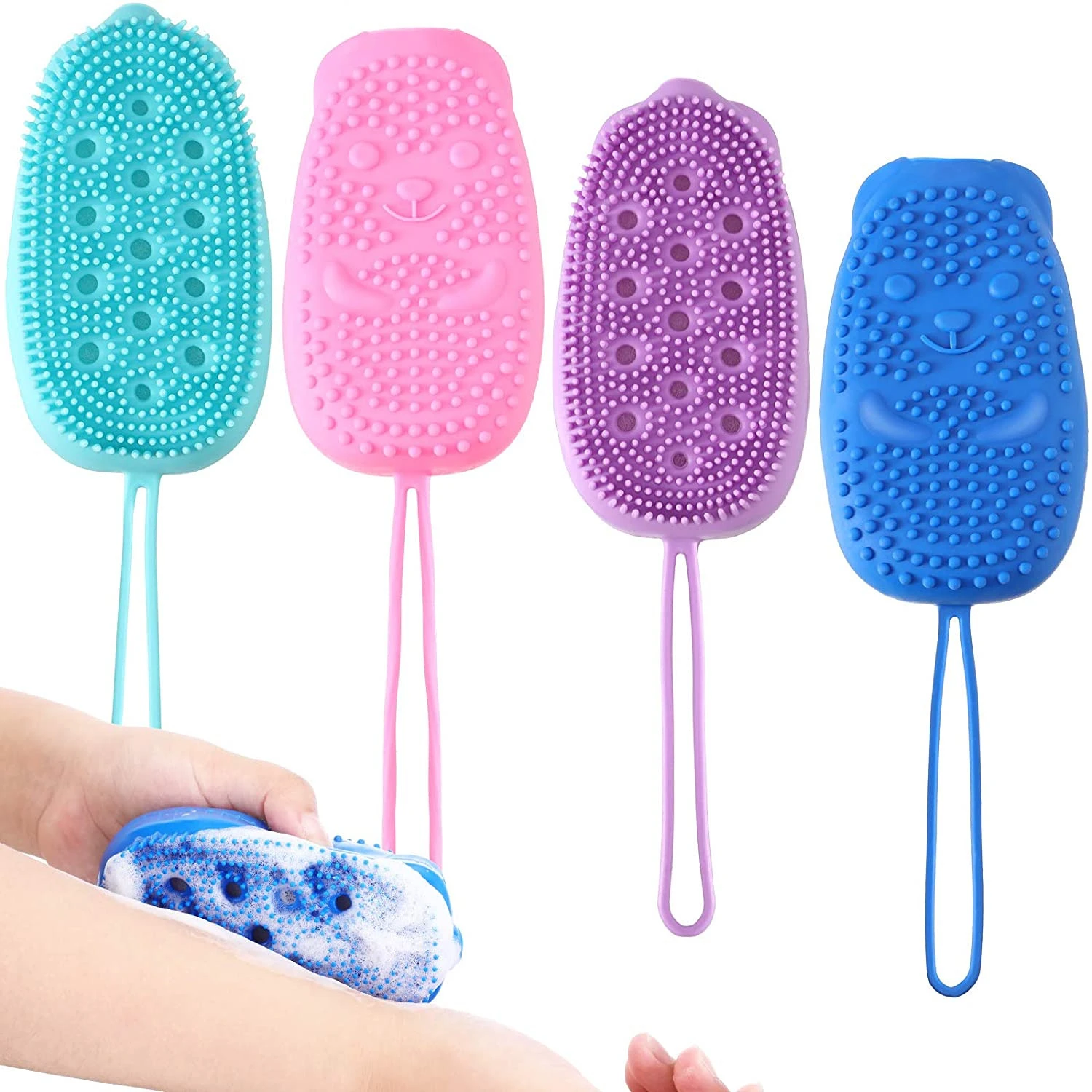 Silicone bath brush scrubbers Adult baby general bath massage bath sponge spot Soft and skin-friendly