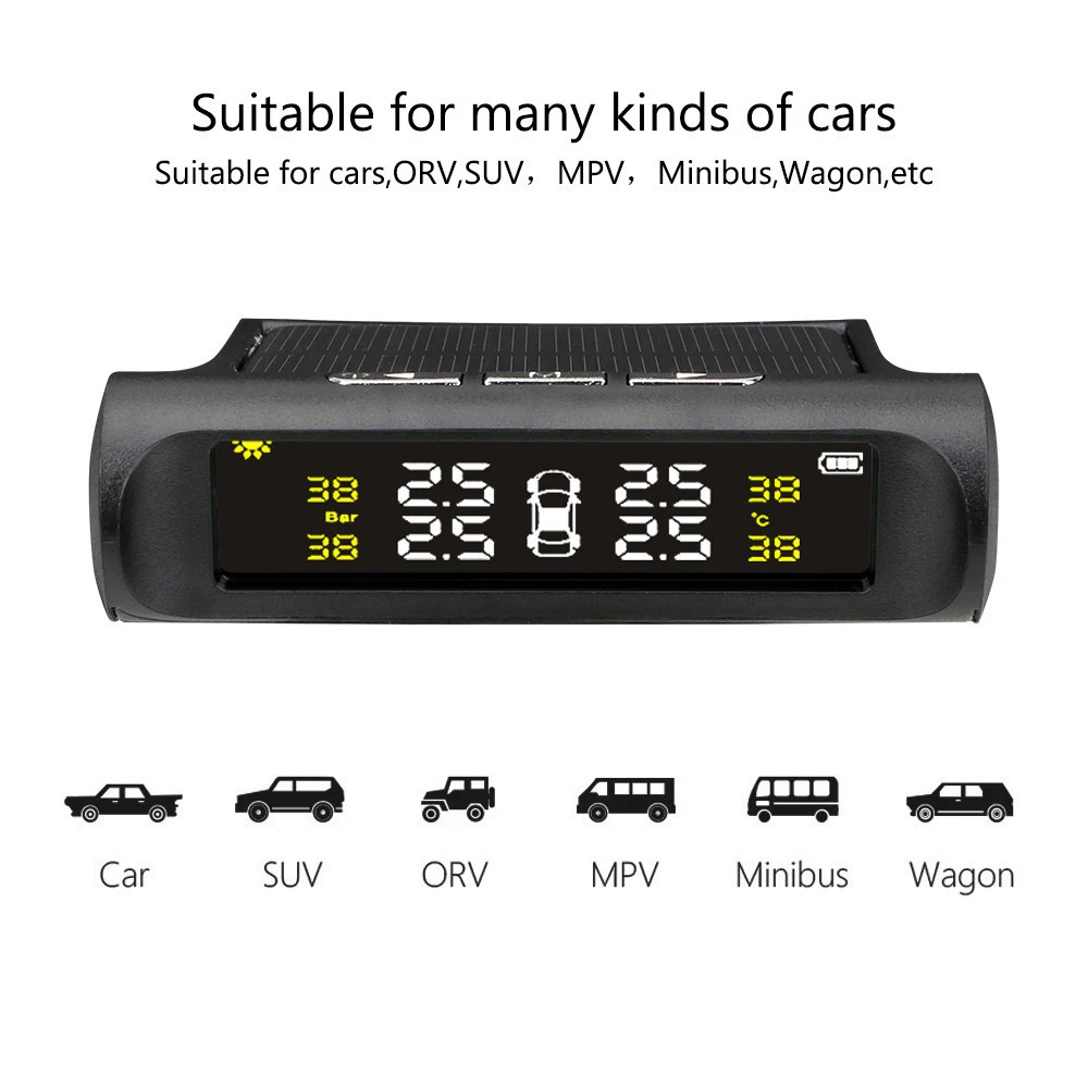 Smart Digital Car Truck TMPS LCD Display Gauge Tire Pressure Alarm Sensor with 2 Kinds of Charging Methods