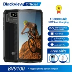 Smartphone13000mah Waterproof Rugged Helio P35 4gb + 64gb Android 9.0 Mobile Phone 30w Fast Charging Original Blackview Bv9100