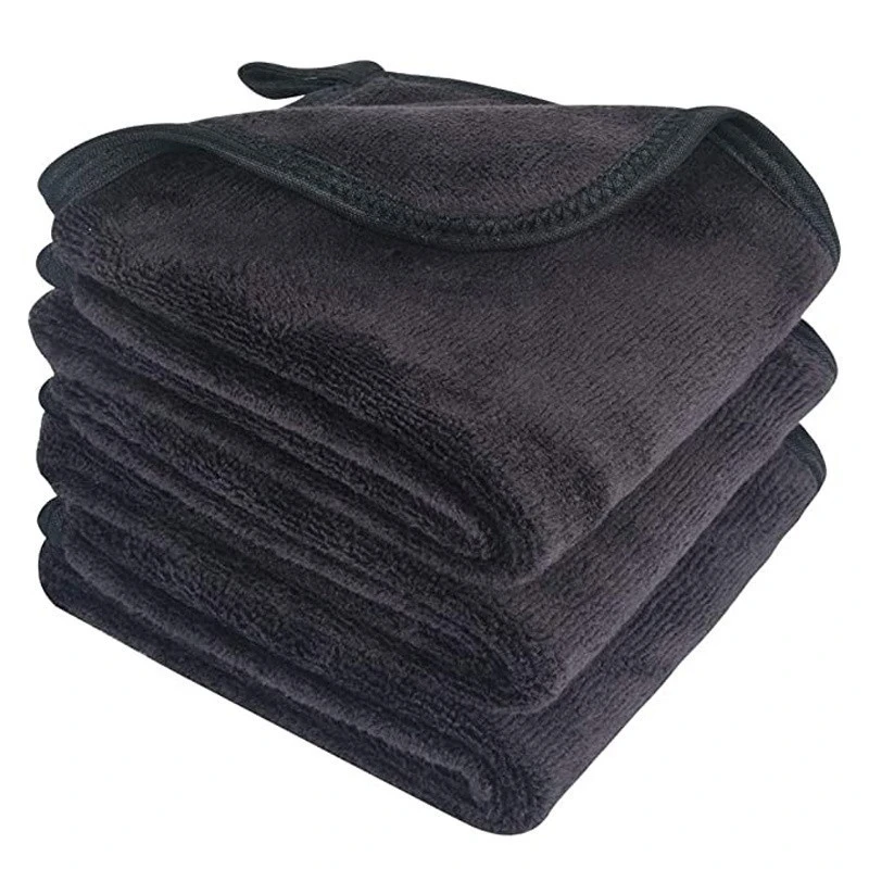 Soft Microfiber Deep Cleansing Make Up Face Towel Custom Water Cleansing Black Reusable Makeup Remover Cloth