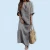 Import Spring and summer new large size women&#039;s cotton and linen pocket yarn-dyed loose long dress from China