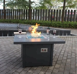 square Outdoor tile top fire pit tables with stainless steel drop-in pans,55000BTU outdoor heater
