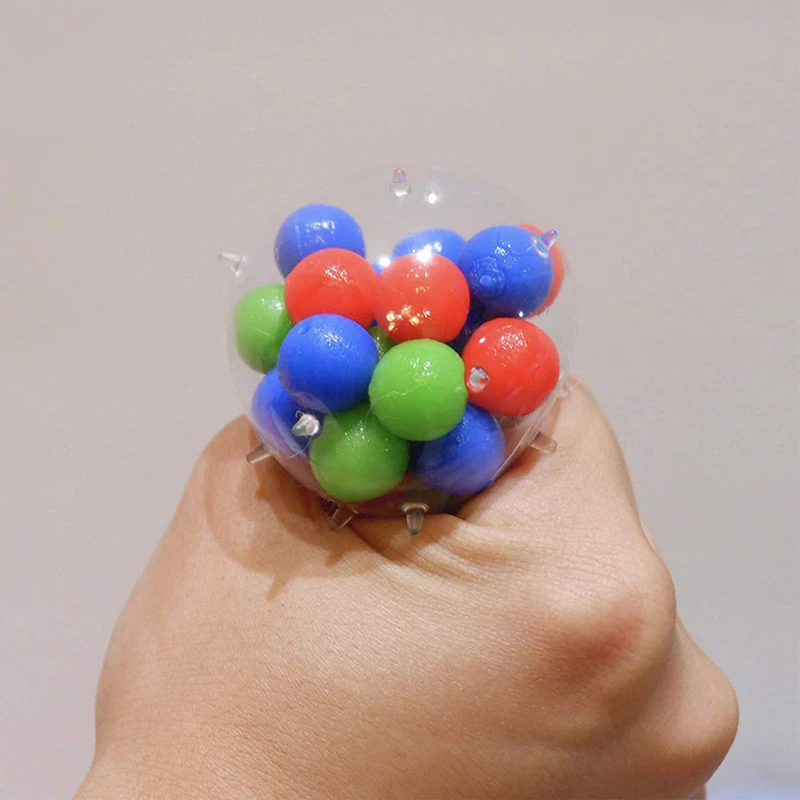 Squeeze Ball Toy Stress Relief  Sensory Fidget Squishy Rainbow Colorful Beads Dna Stress Balls