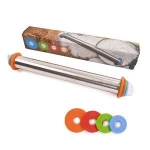 Stainless Steel Rolling Pins Dough Roller with 4 Removable Adjustable Thickness Rings