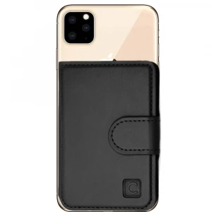 Stick On Leather Cell Phone ID Credit Card Holder with RFID Wallet Protection for Smartphones and Cases