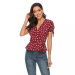Summer Ladies T-shirt Women Chiffon Tops Short Sleeve Printed Blouse Tank Tops
