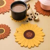 Sunflower Flower Table Mat Pvc Soft Plastic Placemat Glass Coaster Heat Insulation Cute And Practical Place Mat