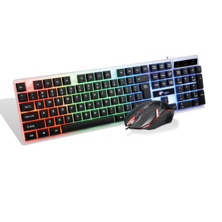 T350 wired usb glowing keyboard mouse  computer mechanical feel backlight gaming backlit keyboard mouse combo for home office