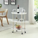 Three-layer Plastic Kitchen Mobile Storage Basket Rolling Plate Trolley Rack