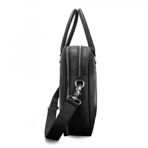 TIDING Fashion Business 14 Inches Slim Black Full Grain Genuine Leather Laptop Bag For Men