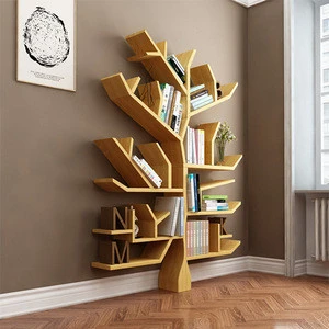 Tree shaped wooden study living room bookcase book shelf