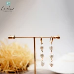 Trendy Freshwater Pearl Drop Earrings Flower Luxurty
