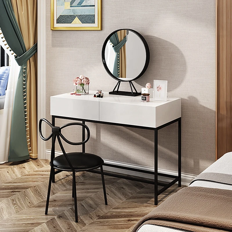 Ttaly design Hot sale black makeup desk table with mirror Vanity Dresser Table and Stool Set