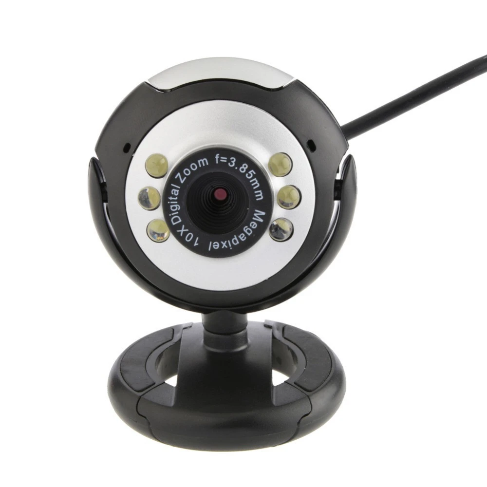 USB Webcam  6 LED Night Light Web Camera Buit-in Mic Clip Cam for PC Desktop Laptop Notebook Computer