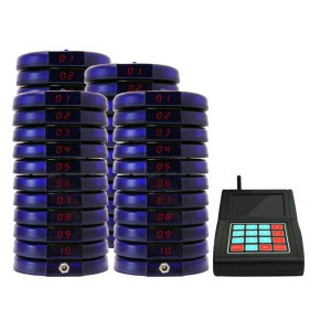 vibrating coaster pagers for restaurant with one transmitter, 10 pagers and 1 charging base