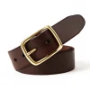 Vintage strong pure buckle leather belt full grain leather belt mens