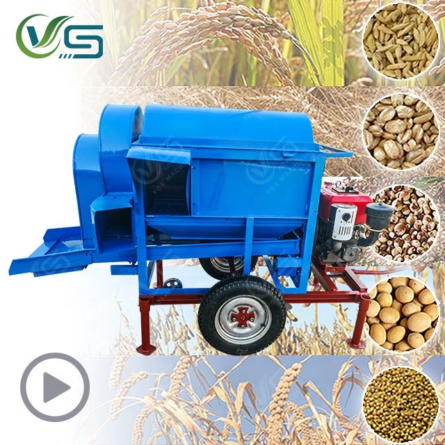 VOS 1 year warranty movable mini wheat paddy rice millet thresher