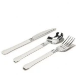 White and Gold Plastic Disposable Flatware Set, 36-Piece, Service for 12