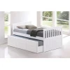 White elegant soild wood single bed with trundle bed