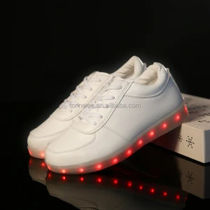Wholesale 7 Colors Unisex Led adults Shoes USB Lights up PU upper Casual shoes kids