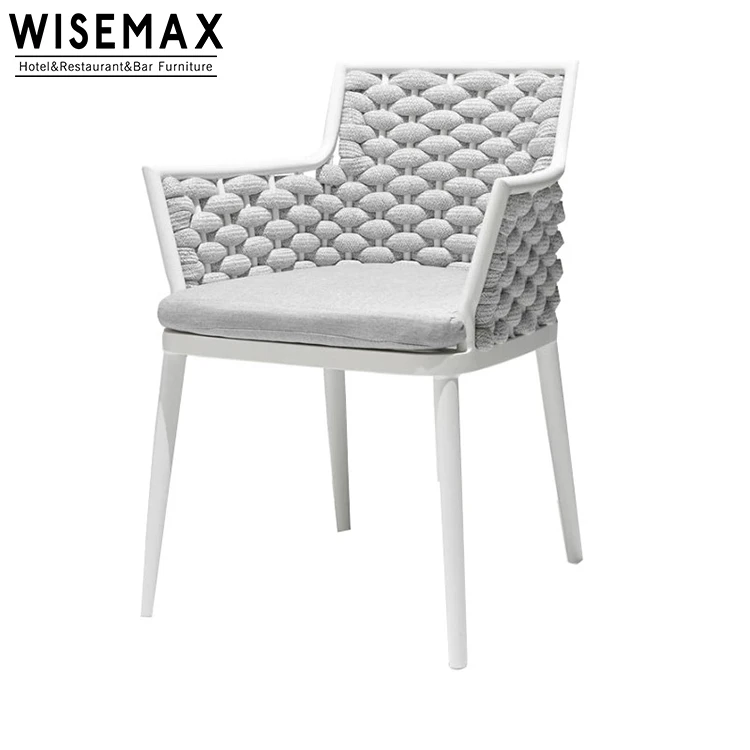 Wholesale all weather outdoor furniture aluminium bistro cafe garden chair outdoor rope dining chair restaurant outdoor chair
