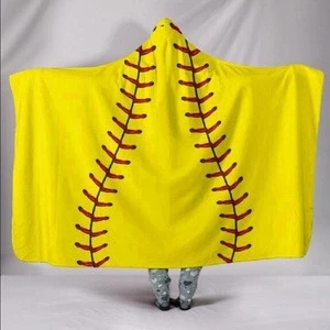 Wholesale Amazon Hot Sale New Arrived Sports Baseball Adults Kids Sherpa Hooded Blankets