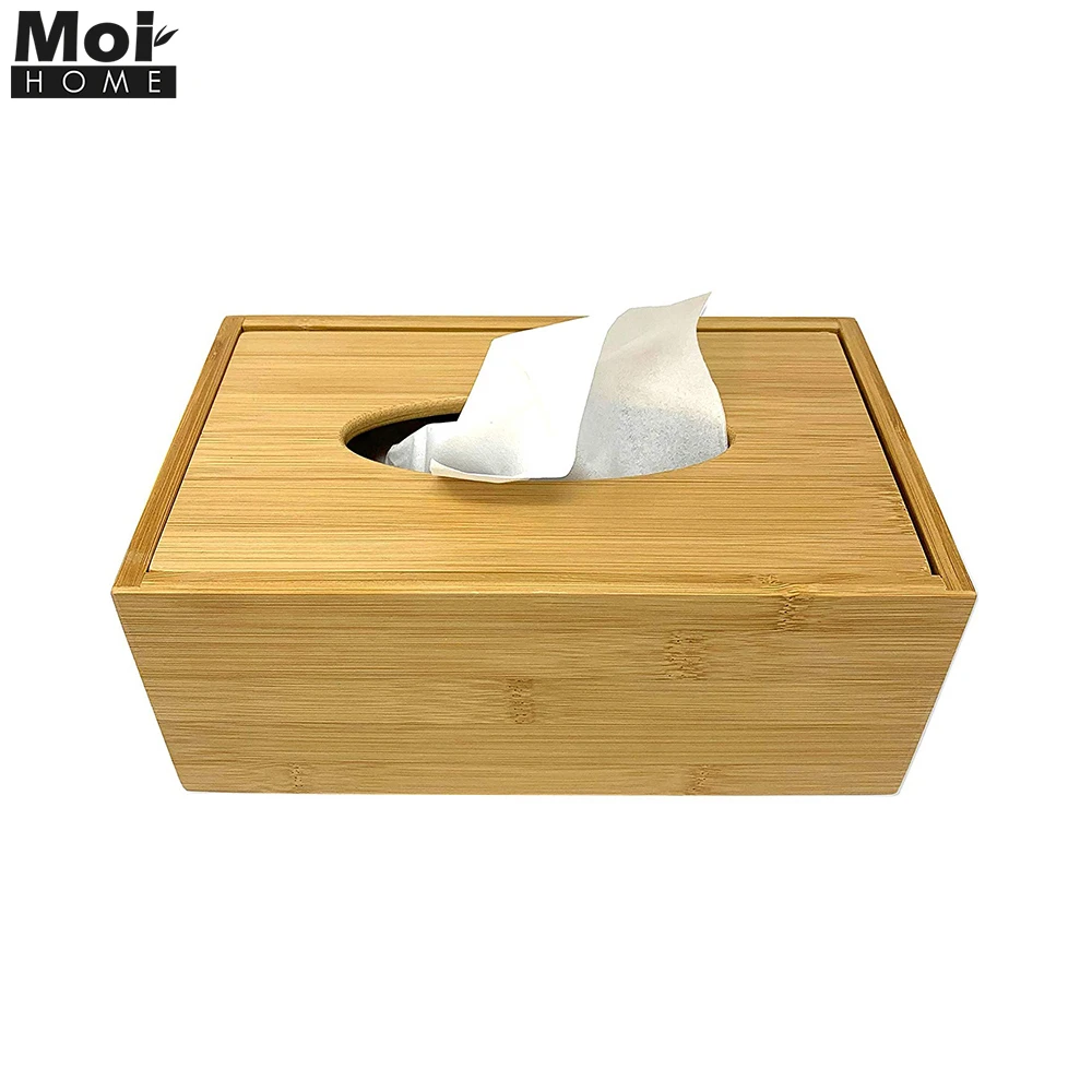 wholesale cheap small  napkin holder wood bamboo storage rectangular tissue box