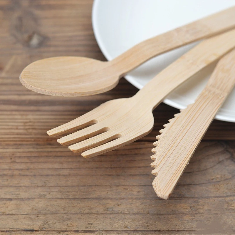 Wholesale Compostable High Quality Bamboo Knife Spoons and Forks Cutleries