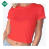 wholesale crew neck short sleeve tops tight neckline slim fit  womens  t shirts