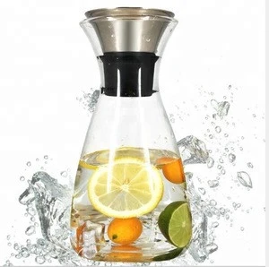 wholesale custom 1500ml borosilicate clear glass coffee juice carafe with lid