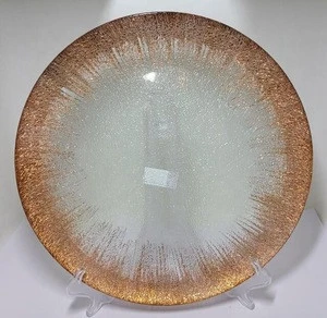wholesale custom large round gold rim glass charger plates
