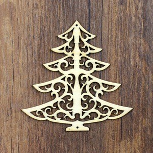 Wholesale custom plywood christmas tree shape laser cutting embellishments home Decoration Crafts