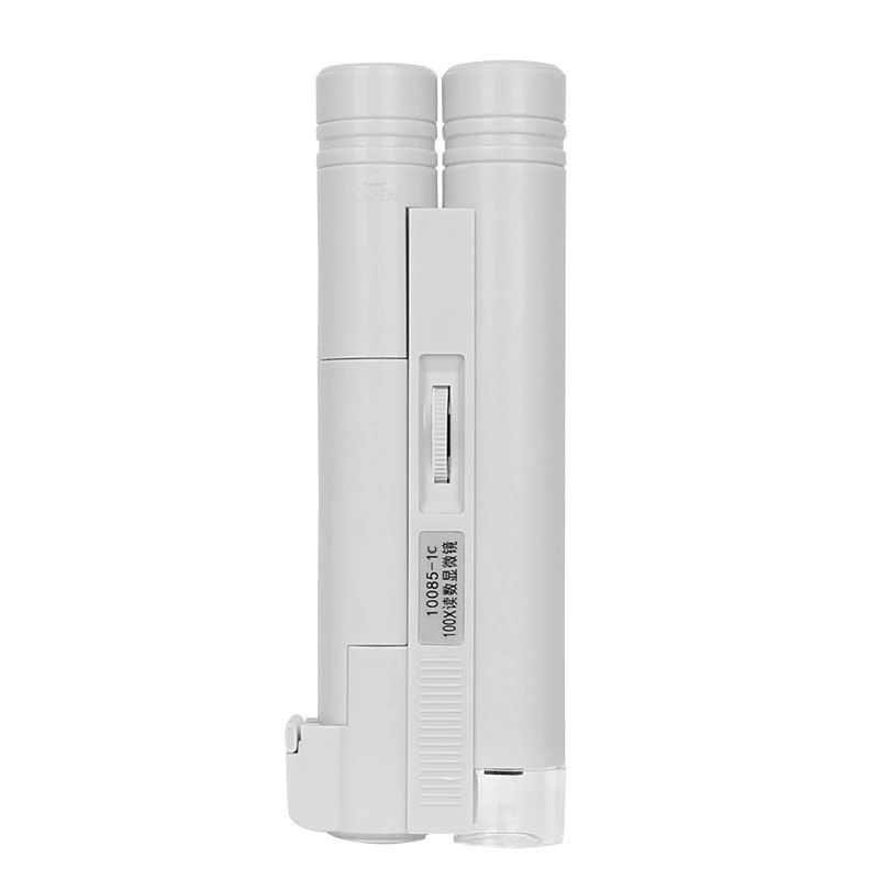 Wholesale Double Barrel 100x HD Optical Acrylic Lens LED Lighting Microscope With Scale