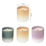 Wholesale empty glass candle jar with wooden lid colorful frosted empty glass candle jar Glass Candle jar for decoration