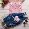 wholesale Fashion comfortable cute cartoon long sleeve T-shirt denim pants kids clothing girl  children boutique clothing