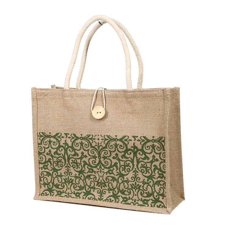 wholesale handle jute burlap beach bag suppliers tote shopping gift jute bag