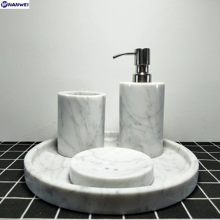Wholesale hotel supplies volakas white marble four-piece bathroom sets for sale