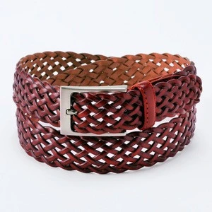 wholesale men PU braided knitted belt