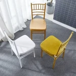 Wholesale Metal Stackable Event Tiffany Chiavari Wedding Chair with Cushion White Bamboo Chairs Gold Wedding Chairs Outdoor Lawn